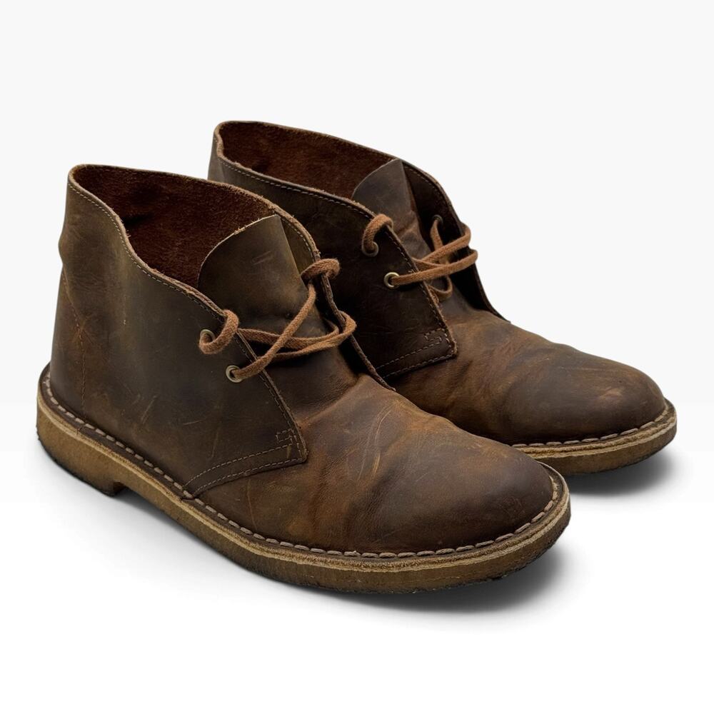 Clarks Originals Desert Boot Mens 10 Beeswax Brown Leather Chukka Crepe Sole